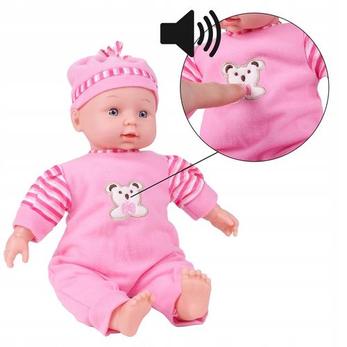LALKA BOBAS W ŚPIOSZKACH MÓWI ŚMIEJE SIĘ 34CM MIĘKKA ŚLICZNA UBRANKO CZAPKA na Arena.pl