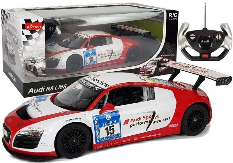 Auto R/C Audi R8 LMS Rastar 1:14 Biało-Czerwone zdjęcie 1