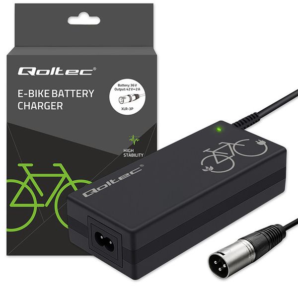 Ładowarka Qoltec 36V/42V 2A do e-bike XLR 3-pin zdjęcie 1
