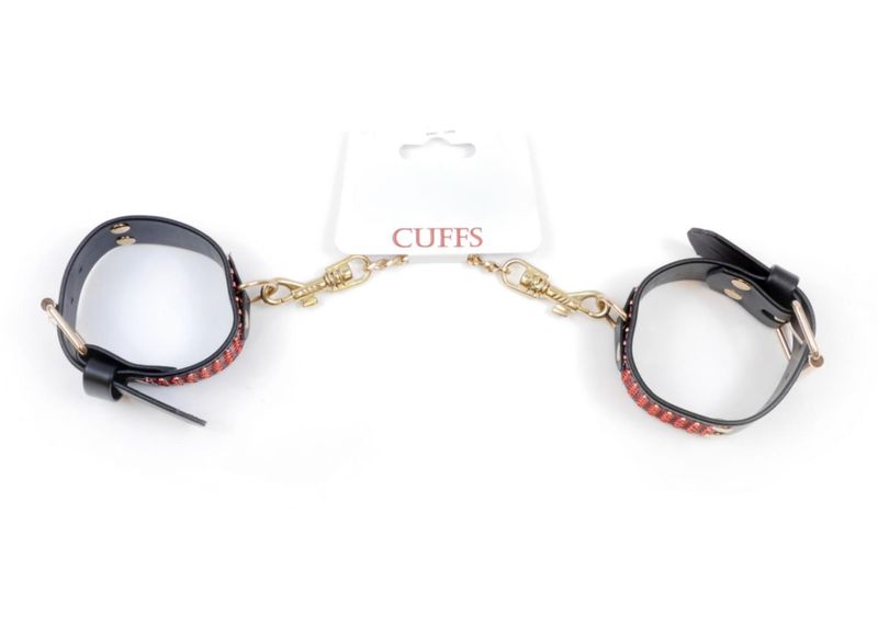 Fetish B - Series Handcuffs with cristals 3 cm Red Line zdjęcie 6