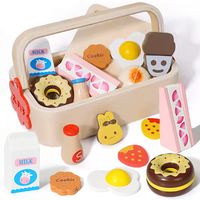 drewniane śniadanie ciastka do krojenia cięcia na magnes w skrzynce zestaw