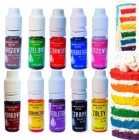 BARWNIKI SPOŻYWCZE W PŁYNIE DO TORTU KREMU MASY BABECZEK MIX KOLORÓW 10 SZT