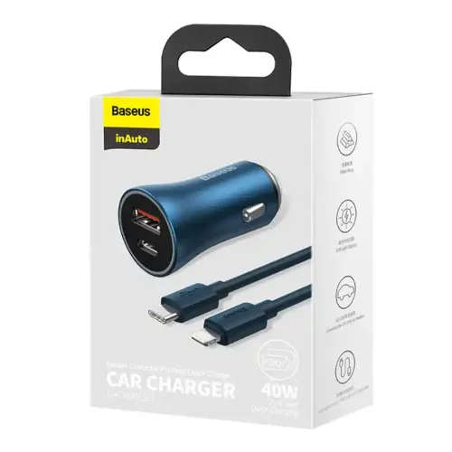 ładowarka samochodowa baseus golden contactor pro, usb + usb-c na Arena.pl