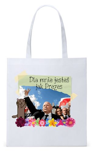 Śmieszny Pis Kaczyński Torba Eco Biała Shopper Z Nadrukiem Ze Zdjęciem na Arena.pl