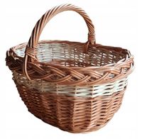 Kosz wiklinowy na grzyby, zakupy, POLSKI Piękny zdobiony piknikowy, koszyk