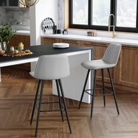 Zestaw 2 hokerów krzesła barowe szare tapicerowane