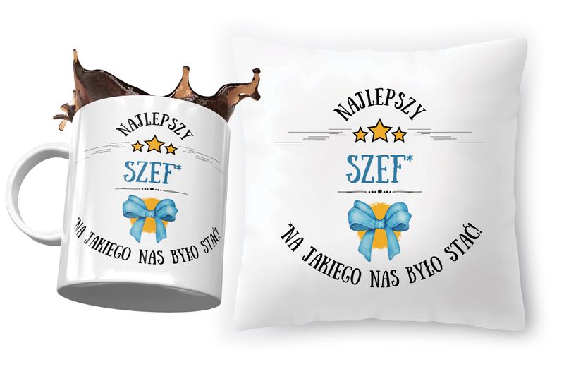 Zestaw Dla Szefa Poduszka + Kubek Na Prezent Z Nadrukiem Ze Zdjęciem zdjęcie 1