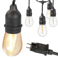 Girlanda ogrodowa łańcuch świetlny 15 led e27 15m — Czarny