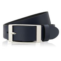 pasek damski skórzany granatowy 110 cm ze srebrną klamrą paolo peruzzi