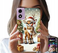 ETUI DO MOTOROLA MOTO E14 - RENIFER, WZORY BOŻONARODZENIOWE + SZKŁO