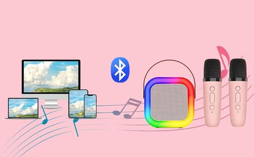 URZĄDZENIE ZESTAW DO KARAOKE, 2 MIKROFONY, GŁOŚNIK BLUETOOTH Z 3 TRYBY LED na Arena.pl