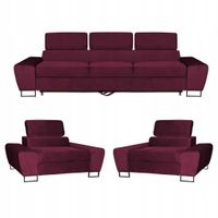 Zestaw mebli wypoczynkowych Bosso Sofa 3os fotele bordowe Family Meble