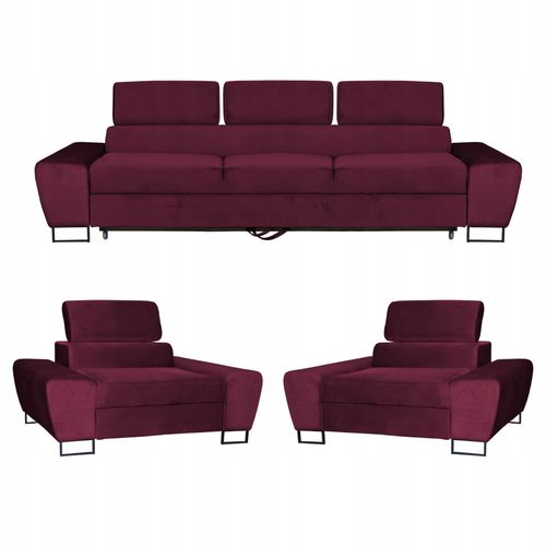 Zestaw mebli wypoczynkowych Bosso Sofa 3os fotele bordowe Family Meble na Arena.pl