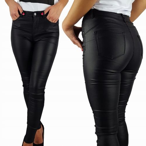 DAMSKIE SPODNIE MODELUJĄCE WOSKOWANE SKÓRA PUSH-UP na Arena.pl