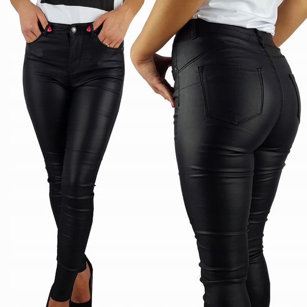 DAMSKIE SPODNIE MODELUJĄCE WOSKOWANE SKÓRA PUSH-UP zdjęcie 10