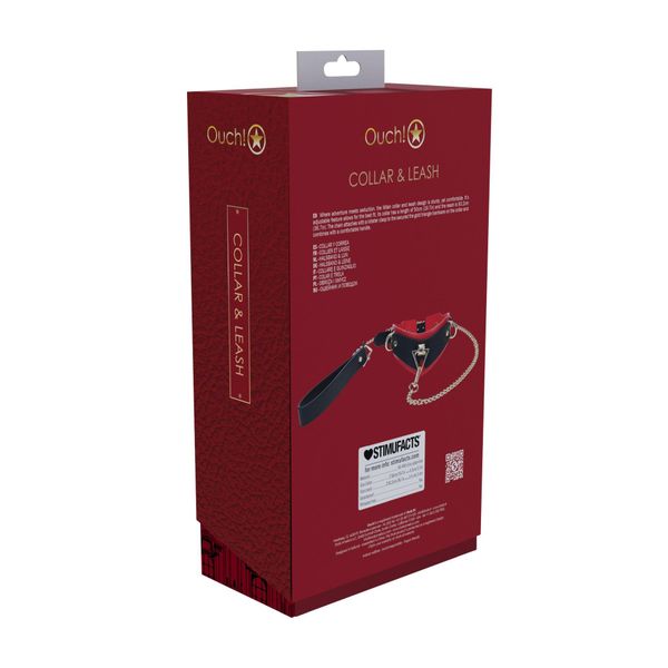 Milan Collection - Collar With Leash - Black/Red zdjęcie 3