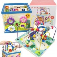 DREWNIANY SORTER KOSTKA EDUKACYJNA Z LABIRYNTEM ALFABET MONTESSORI SKRZYNKA