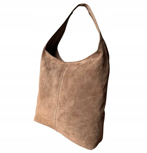 TAUPE ZAMSZOWA TOREBKA WOREK CAPPUCCINO ZAMSZ NATURALNY WOREK NA ZAMEK na Arena.pl