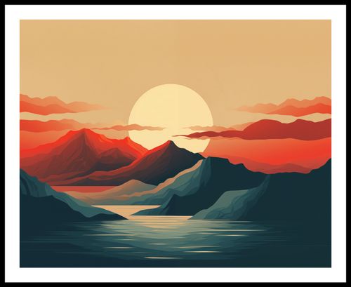 Plakat 76x60,5cm Zachód Słońca nad Górami na Arena.pl