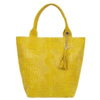 VERA PELLE torebka zamszowa shopper kroko z długimi rączkami V141 żółta