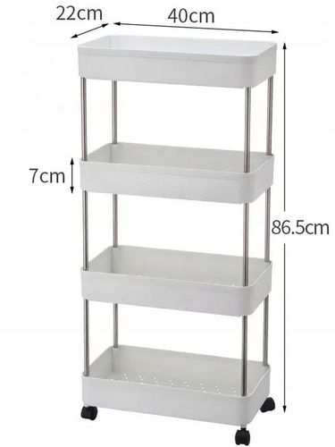 PÓŁKA ŁAZIENKOWA KUCHENNA SZAFKA NA KÓŁKACH REGAŁ 4 POZIOMOWY Z HACZYKAMI na Arena.pl