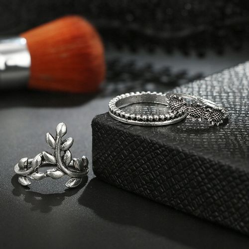 Srebrny ZESTAW PIERŚCIONKÓW RETRO PUNK BOHO 75 na Arena.pl