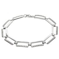 SREBRNA BRANSOLETKA PROSTOKĄTY Z CYRKONIAMI SREBRO PRÓBY 925