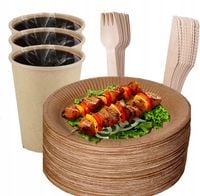 Zestaw na grilla piknik jednorazowe kubki sztućce