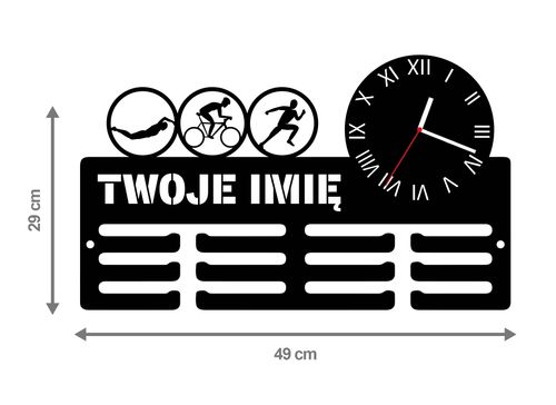 Wieszak na medale z zegarem TRI twoje imię dowolny tekst 485.1 na Arena.pl