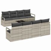 Zestaw Sof na Ogród z poduszką 9 pcs Jasnoszary i ciemnoszary