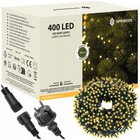 LAMPKI CHOINKOWE 400 LED ZEWNĘTRZNE GRUBE STAŁE ŚWIATŁO 33,5m CIEPŁE BIAŁE