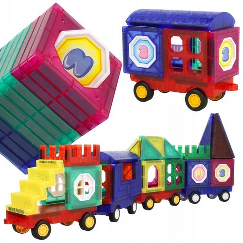 KLOCKI MAGNETYCZNE 3D Edukacyjne DUŻE PANELE Konstrukcyjne ZESTAW 72 el. na Arena.pl