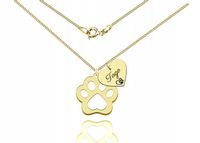 NASZYJNIK PSIA ŁAPKA ŁAPA KOT PIES SERCE POZŁACANE