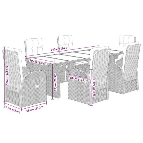 7-cz. zestaw mebli ogrodowych z poduszkami, czarny, polirattan na Arena.pl