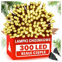 LAMPKI CHOINKOWE 300 LED BIAŁE CIEPŁE WEWNĘTRZNE ZEWNĘTRZNE ŚWIATEŁKA