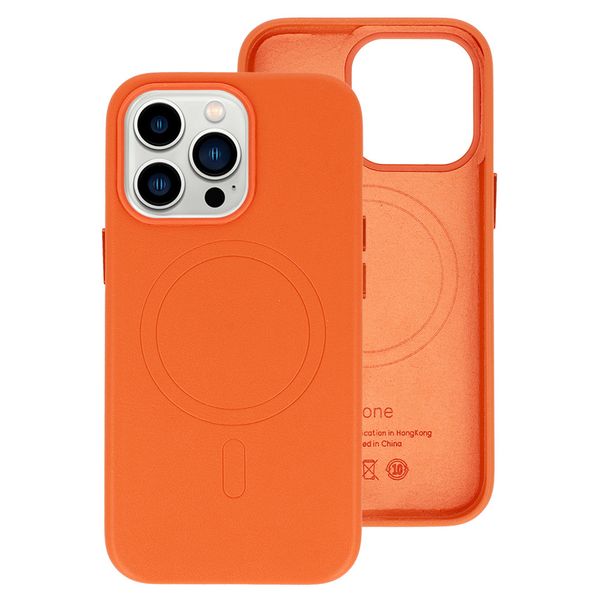 MagSafe Leather Case Iphone 14 Pro Max Pomarańczowy zdjęcie 1