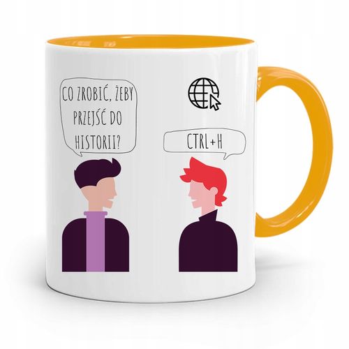 Kubek Żółty Informatyka Programisty Ctrl + H Z Nadrukiem Ze Zdjęciem na Arena.pl