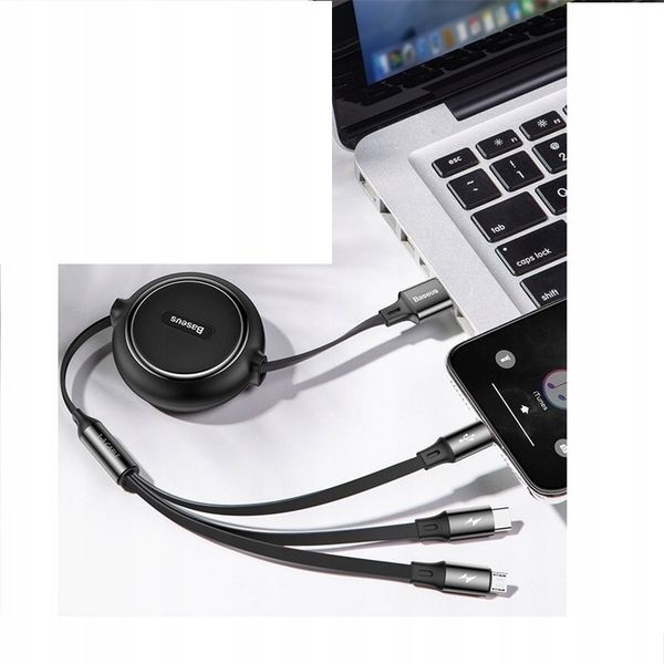 Kabel Zwijany USB 3 w 1 Lightning do iPhone Micro USB, USB-C 1,2m zdjęcie 9