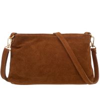 VERA PELLE torebka damska zamszowa listonoszka z paskiem V687 brązowa