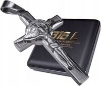 SREBRNY KRZYŻ KRZYŻYK NA ŁAŃCUSZEK DWUSTRONNY STAL CHIRURGICZNA PREMIUM