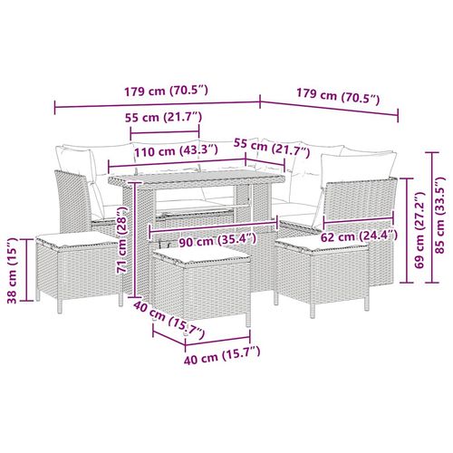 Zestaw Sof na Ogród 9 pcs Beżowy polirattan na Arena.pl