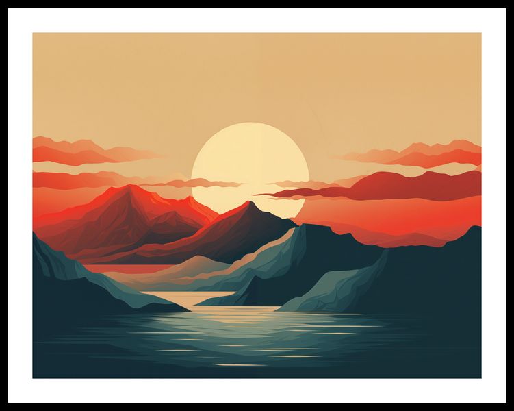 Plakat 65x50cm Zachód Słońca nad Górami zdjęcie 3