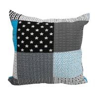 Poszewka z kory 40x40 wzór krata grafitowo-turkusowa