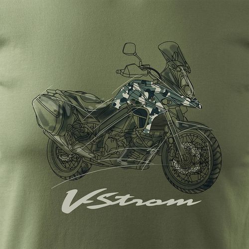 Koszulka z motocyklem na motor Suzuki V-strom Vstrom DL 650 XT męska khaki REGULAR XL na Arena.pl