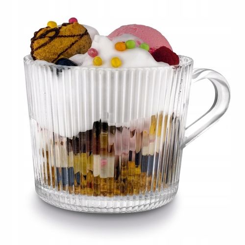 Zestaw SZKLANKI DO KAWY napojów SZKLANY KUBEK do herbaty Z UCHEM 6x400ml na Arena.pl