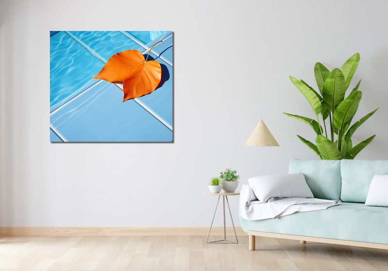 Obraz 100x90cm Liść przy Wodzie zdjęcie 2