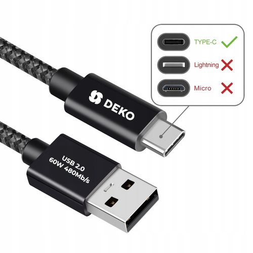 KABEL USB C SZYBKIE ŁADOWANIE DO SAMSUNG ANDROID AUTO DEKO KRÓTKI 0.5M 60W na Arena.pl