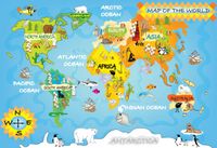 FOTOTAPETA MAPA ŚWIATA ZWIERZĘTA dziecięca 395x280