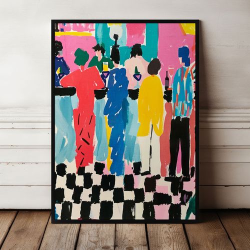 Plakat w ramie ilustracja kawiarnia 30x40 cm w czarnej ramie na Arena.pl