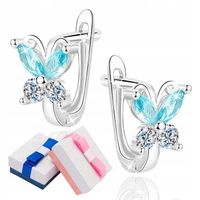 Kolczyki srebrne dla dziewczynki angielskie srebro pozłacane motyle komunia